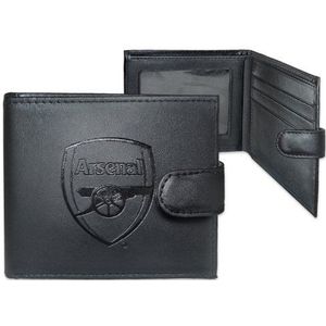 Officiële FC Arsenal portemonnee van leer, wapen met reliëf en geschenkdoos, zwart.