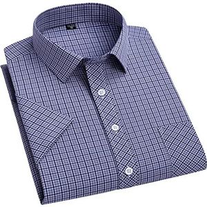 Mens Checked Shirt with Pocket Short Sleeve Shirts Casual Cotton T Shirts Summer Lightweight Plaid Shirt