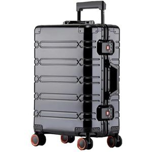 Koffer Aluminium-magnesium reistas Zakelijk Rollen op wielen Trolleybagage Handbagage Cabinekoffer (Color : Nero, Size : 20inch)
