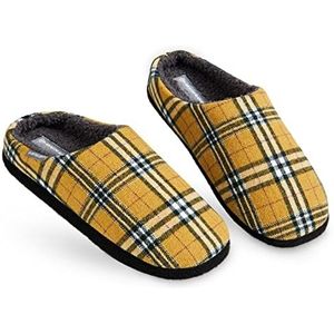 Dunlop herenslippers, comfortabel, traagschuim, warm, faux schapenvacht, in-/outdoor, antislip, huisschoenen, cadeau voor mannen, tieners, jongens, Grijze Mosterd, 40.5 EU