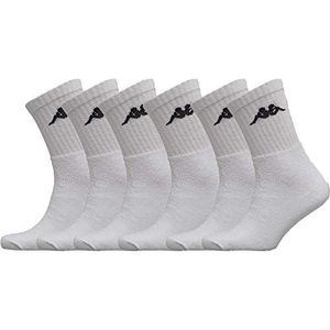 Kappa - 6 paar herensokken wit, grijs of zwart van katoen - sportsokken voor heren, tennis, hardlopen, wandelen, voetbal, basketbal, multisport, 39-42, zwart, Wit