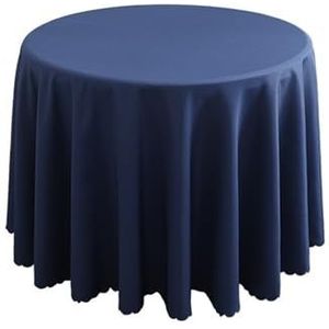 Rond tafelkleed polyester rond tafelkleed wasbaar effen tafelkleed hoes voor bruiloft feest banket thuis geschikt voor ronde tafel 150-160 cm ronde tafelkleed (kleur: diepblauw, maat: rond 300c