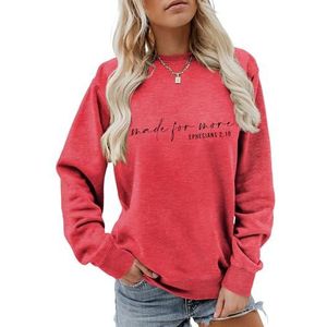 MLZHAN Gemaakt voor meer Efeziërs 2:10 Vrouwen Christendom Sweatshirt Herfst Winter Geloof Lange Mouw Shirts Jezus Discipelen Jas (Rood, XL), Rood, XL