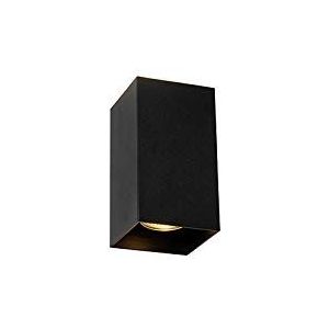 QAZQA - Design vierkante wandlamp zwart - Sabbir | Woonkamer | Slaapkamer | Keuken - Aluminium Vierkant - GU10 Geschikt voor LED - Max. 2 x 50 Watt