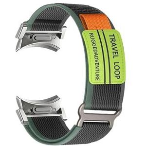 Quick Fit Trail Loop Strap Fit for Samsung Galaxy Watch 6 Classic 43mm 47mm 5Pro 45mm GEEN gaten Nylon Armband Galaxy 6 40mm 44mm Band (Color : Army green silver, Size : For Watch 4Classic 42 46)