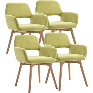 GEIRONV Moderne fluwelen eetkamerstoelen set van 4, massief houten poten holle rugleuning keuken kamer stoel gestoffeerde accent vrijetijdsfauteuil Eetstoelen (Color : Green, Size : 45x43x79cm)