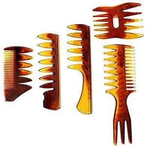 Styling Haarkam Set Salon Kapper Haarstylist Textuur Kam 5 Pack Professionele Haarborstel Retro Kappers Haarverzorging Stijl Accessoire Dubbelzijdig voor Mannen Jongen Gentleman