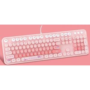 QPSJXN Wired Mapturewriter Toetsenbord met 104, voor kantoorgebruik, afneembare ronde keycap (roze)