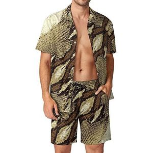 Snake Skin Streep Patroon Mannen Hawaiiaanse Bijpassende Set 2-delige Outfits Button Down Shirts En Shorts Voor Strand Vakantie