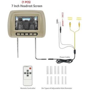 7 inch auto-hoofdsteunmonitor Universele rugleuningkussen TFT-scherm AV-ingang LCD-scherm Afstandsbediening(708-BE-1PCS)