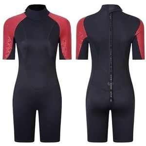 Neopreen wetsuits, wetsuits, duik- en surfpakken, snorkel- en zwemkleding, wetsuits for heren en dames (Color : Women black red, Size : 2XL)