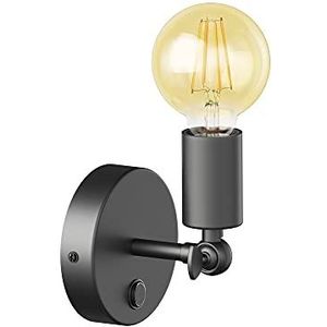 ledscom.de Vintage wandlamp FETRO Schakelaar, zwart, draaibaar + LED lamp goud max. 818lm, 3-staps dimmer, extra-warm wit