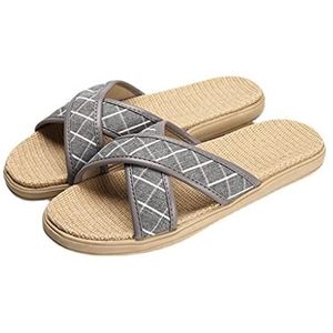 sandalen Linnen Paar Thuis Slippers, Open Teen Slippers, Vrouwen Heren Unisex Wasable Katoen Open-teen Thuis Slippers Indoor Schoenen Comfortabel Zacht Linnen Kruis Dames Slippers