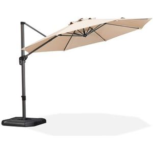 PURPLE LEAF Parasol 330 cm zeshoekige offsetparasol, zweefparasol met zwengel, terrasparasol van aluminium, In hoogte verstelbare tuinparasol, 360° draaibaar, UV-bescherming, waterdicht, Kaki