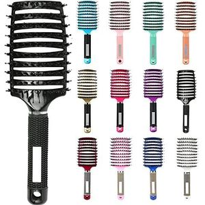 My Sensory Space Detangling haarborstel, magische borstel ontklitter, ontklitter haar nylon haarborstel, gebogen en geventileerde ontwarrende haarborstel (kleur: zwart)