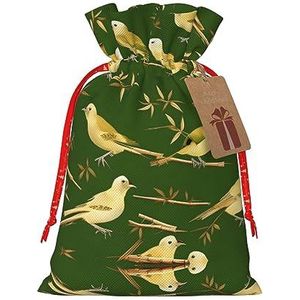 Bamboe Vogel Patroon Jute Trekkoord Gift Bags-Voor Kerstmis, Verjaardag En Verjaardag Vieringen