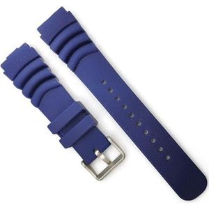 INSTR Siliconen sporthorlogeband geschikt voor Seiko waterdichte duikhorlogeband PU-rubber heren vervangende armbandaccessoires (Color : Blue, Size : 22mm)