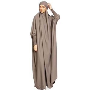 Abaya Moslim Gebedkleding Voor Vrouwen Hijab Jurk Jilbab Kleding Lange Mouwen Burka Volledig Lichaam Bidden Niqab Robe, Kaki, XL Tall