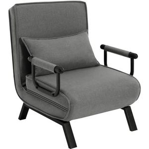 WOLTU Slaapstoel 3-in-1, slaapbank met bedfunctie, klapstoel met verstelbare rugleuning, afneembaar kussen, slaapbed, logeerbed, metalen frame, linnen, 65 x 75 x 78 cm, donkergrijs