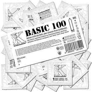 Kondomotheke BASIC, vochtige condooms, hoge kwaliteit, veilig en betrouwbaar - geschikt voor professionele eisen - uitstekende prijs-kwaliteitverhouding, 1 x 100 stuks