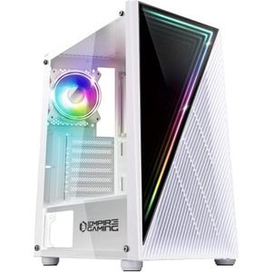 EMPIRE GAMING - PC-behuizing voor gamers Crystal - ARGB Medium Tower ATX, Micro ATX en ITX - 3D-frontpaneel met spiegeleffect - Ventilatoren 1 x 120mm 3-pins 5 Volt LED RGB adresseerbaar en 1 x 120mm
