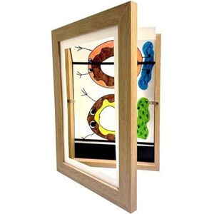 Kinderen Kunstframes Magnetische Voorkant Open Verwisselbare Kinderframetory For Fototekening Schilderijen Foto's Weergeven Eenvoudig delen(Wood Frame,8.5X11in 21.6X28cm)