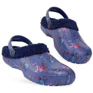Disney Stitch klompen voor vrouwen tieners fleece gevoerde klompen maat 3-7 anti-slip zool binnen of buiten dragen Stitch geschenken (Marineblauw, 35-36 EU)