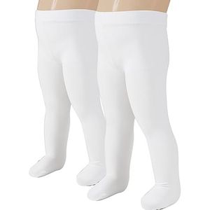CALZITALY 2 paar babypanty's van microvezel, panty voor Bébé, wit, roze, crème, blauw, 40 DEN, Made in Italy, 1 paar roze + 1 paar wit, 6 Maanden