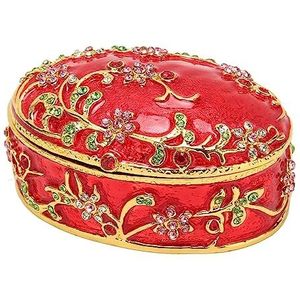 Scharnierende Snuisterijdoosje, Decoratieve Bloem Snuisterijdoosje Zinklegering Realistisch Detail Handgeschilderd Elegant voor Ringen voor Slaapkamer (rood)