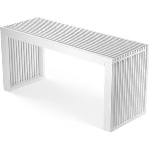 Bamboe Bank - Keukenbankje - Eetkamerbank - 90 x 33 x 43 cm - Eetbank Van Bamboe - Ingangsbank - Comfortabele Halbank - Zitbank Eetkamer Houten Bank Zonder Rugleuning (Wit)