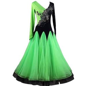 FZHQNZJF Wals Dansjurken Met Strasssteentjes Flamenco Balzaal Competitie Danskleding Foxtrot-Tango Prestaties Kostuums Borduursel Nationale Standaard Dansende Kleding,A,L