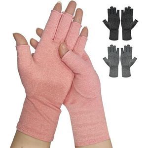 Handschoenen voor artritis, compressiehandschoenen voor dames en heren, vingerloos en gemaakt van zacht katoen, reumatoïden, tendinitis die warmte en compressie bieden om de genezing te bevorderen