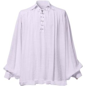 GRACEART Middeleeuwse dichter's piraat oversized shirt renaissance festival outfit casual kleding tops voor mannen of vrouwen, Wit, XL