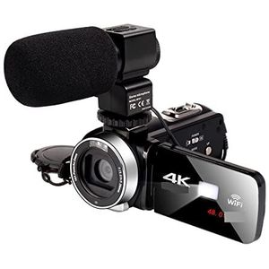 Videocamera Vlogcamera Recorder 4K Professionele Digitale Camera Blogger Live Cast Streaming Camcorder for UHD 18X Zoom Vlog Webcam Video Recorder(No SD Card,With Microphone)