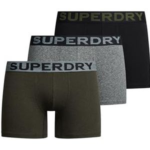 Superdry Boxershorts voor heren, Asfalt Grit/Winter Kahki Grit/Zwart, XL