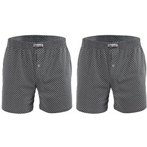 Sesto Senso Geruite pyjamabroek voor heren, kort, set van 2, katoenen pyjamabroek, Set van 2 - anker grafiet, M