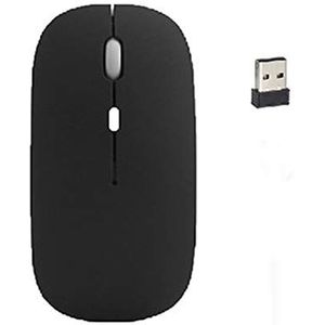 BesDirect Merk oplaadbare draadloze muis, 2.4G stille muis met USB-ontvanger, 1600DPI, optische trackingmuis, compatibel met pc, Mac, laptop (mat zwart)