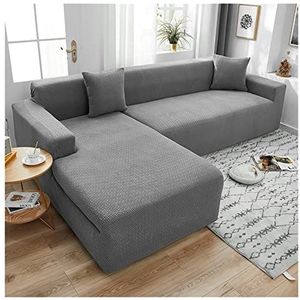 Bankovertrek Hoekbank l vorm Bankhoes 2 zits 3 zits 4 zits Stretch Hoekbanken xl xxl Grijis/Beige L-vorm Sofa Covers van Polyester Gemakkelijk te Reinigen