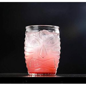 400-600Ml Creatieve Tiki Glazen Mok Wijnglas Cocktail Bier Cup Grimas Drink 2 Stijlen Koude Drank Idool Cup Hawaii Platte Bodem, Wit