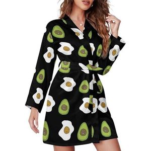 Ei en avocado vrienden nachthemd voor vrouwen lange mouwen gewaden knielengte loungewear zachte badjas nachtkleding S