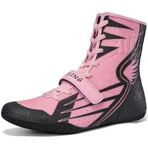 Hiuzylqx Worstelschoenen voor heren, hoge professionele bokslaarzen, antislip, robuust en ademend, powerliften, bodybuildinglaarzen, gewichtheffen,B,38 EU