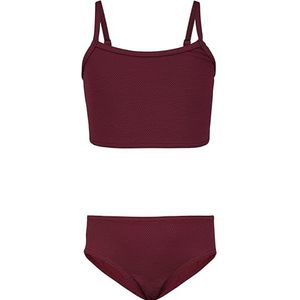 Aquarti Meisjes Bikini Set Bustier Bikini Brief Tweedelig Badpak Zwempak, 038 Jacquard stippen roodbruin, 140