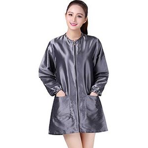 Professionele salon smock stylist jas cosmetologie uniform rits kappers cape kapper werkkleding haar schoonheid spa gastklant kimono jurk (XL, grijs)