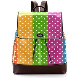 Dots kleurrijke patroon gepersonaliseerde schooltassen boekentassen voor tiener, Meerkleurig, 27x12.3x32cm, Rugzak Rugzakken