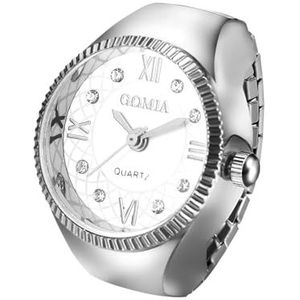 JewelryWe Vingerhorloge voor heren en dames, rond, kwarts, horlogering in hartstijl met zirkonia, kleur naar keuze, C