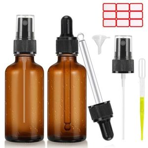 Impoditiongs 2 stuks 60 ml fijne nevel spuitfles van bruin glas, parfumverstuiver, herbruikbare verstuiver, draagbaar, voor aromatherapie, make-up, 2 stuks