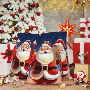 Kerst Trekkoord Gift Zakken Kerst Kerstman Gedrukt Xmas Wrapping Bag Herbruikbare Kerst Goody Bags voor Cadeaus Kerst Vakantie Party Decor