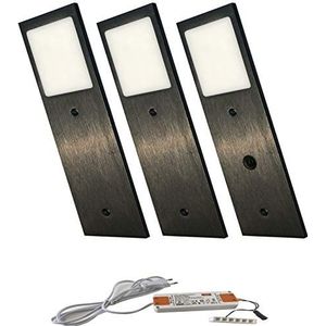 ACCE Superdun en aluminium behuizing, led-onderbouwlamp, keukenmeubellamp, neutraal wit of warm wit, incl. converter, één spot met schakelaar (warm wit, 3ER)