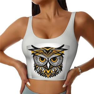 Leuke Uil Patroon Print Casual Wear Vrouwen Sport Vest Yoga Vest Workout Vest Voor Vrouwen Lichtgewicht Trendy, Zwart, S