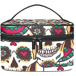 Horror skelet make-up organizer tas, reismake-up tas organizer case draagbare cosmetische tas voor vrouwen en meisjes toiletartikelen, Meerkleurig, 22.5x15x13.8cm/8.9x5.9x5.4in